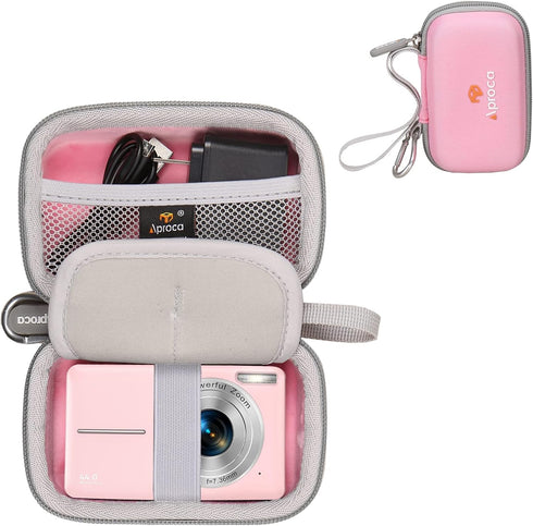 Aproca Pink Digital Camera Case, for VAHOIALD Digital Camera/BEVLXNIV Digital Baby Camera Kids Video Camera-Travel Storage Protective case...