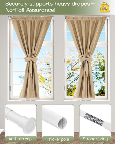 ALLZONE Heavy Duty Tension Shower Curtain Rod 28-42 Inches for Bathroom, Window, Non-Slip, Adjustable with Strong Spring Pole for Closet, Doorway,...