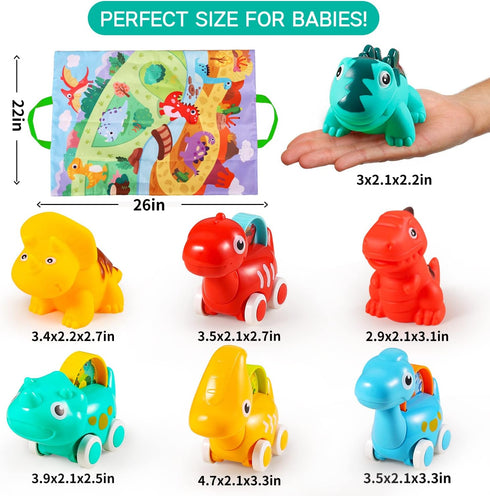ALASOU 7 PCS Dinosaur Fantastic Creatures Toys with Playmat/Storage Bag|Baby Car Toys for 1 Year Old Boy|1st Birthday Gifts for Toddler Toys Age 1...