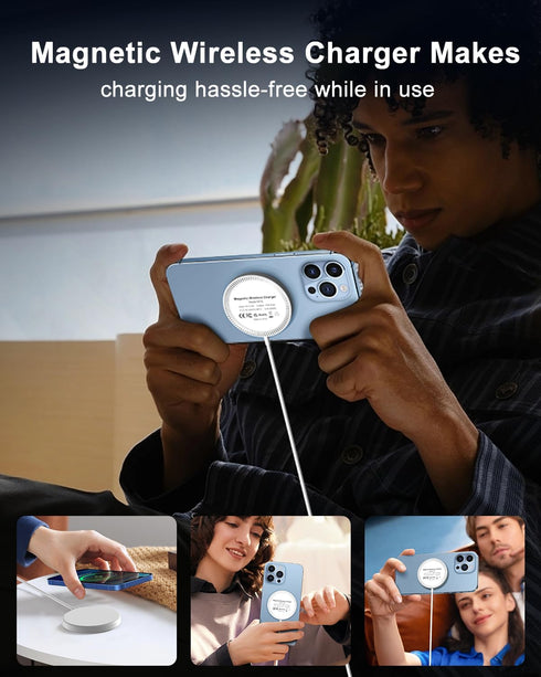 FACBINY Magnetic Wireless Charger, 15W Max Mag-Safe Fast Charging Pad for Apple Multiple Devices,Quick Charge Pad for Compatible iPhone 14/13/12/P...