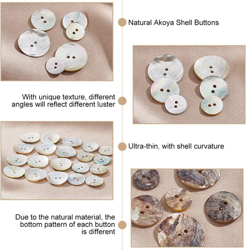 PH PandaHall 100pcs Natural Shell Buttons 3 Sizes Shell Round Buttons 2-Hole Sewing Buttons Craft Seashell Buttons for DIY Sewing Crafts Clothes C...
