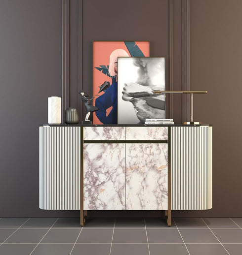 85" x15.8" White Brown Marble Contact Paper Glossy Marble Wallpaper Peel and Stick Countertops for Kitchen Bathroom Counter top Stick Paper Granit...