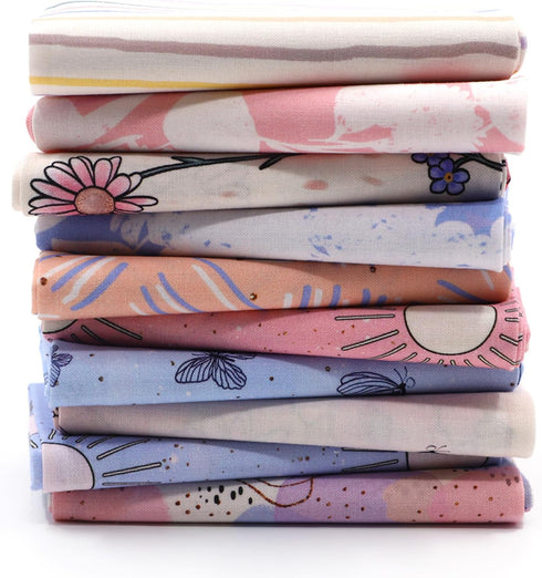 -10 Pieces 18"x21" Fat Quarters Fabric Bundles Pink, Spring Floral Cotton Fabric, Fabric for Crafts, Precut Squares for Sewing, Quilting, Patchwor...