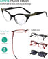 Eyekepper Womens 3 Pairs Eyeglasses Ladies' Vintage Cat Eye Eyewear, Include Sunglasses (Black Transparent/Red Transparent/Grey Lens, 0.00)...