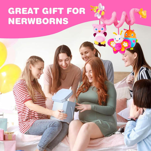 Jollybaby Baby Car Seat Stroller Toys, Plush Activity Hanging Spiral Activity Pram Crib with Music Box, Rattles, Squeaker for Babies Infant Boys G...