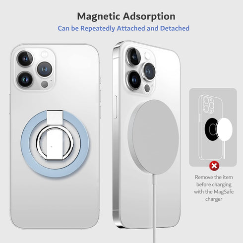 PZOZ Magnetic Phone Ring Grip Finger Holder for MagSafe, 360° Adjustable Kickstand for iPhone 15, 14, 13, 12, Pro, Mini, Max, Plus, Compatible Mag...