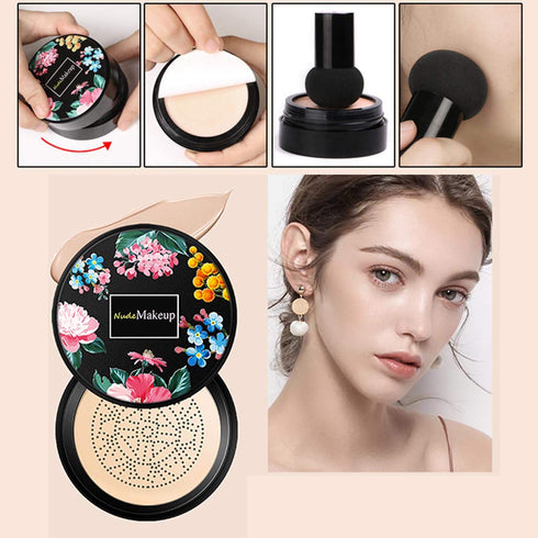 2 Pack Mushroom Head Air Cushion BB Cream, Concealer Lasting Nude Makeup Moisturizing Brightening Pigment CC Liquid Foundation...
