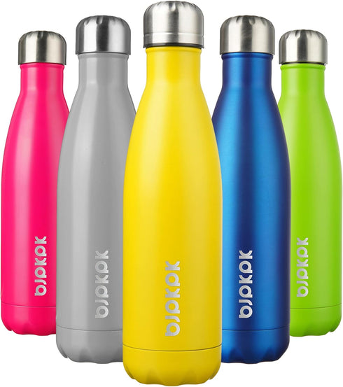 BJPKPK 17oz Insulated Stainless Steel Water Bottles,Sports Water Bottles Keep Cold for 24 Hours and Hot for 12 Hours,BPA Free for Travel,Goldenrod...