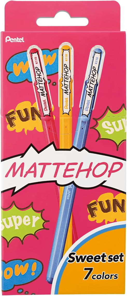 Pentel Matte Hop Sweet Color Ballpoint Pen, 7 Colors, K110-V7STB...