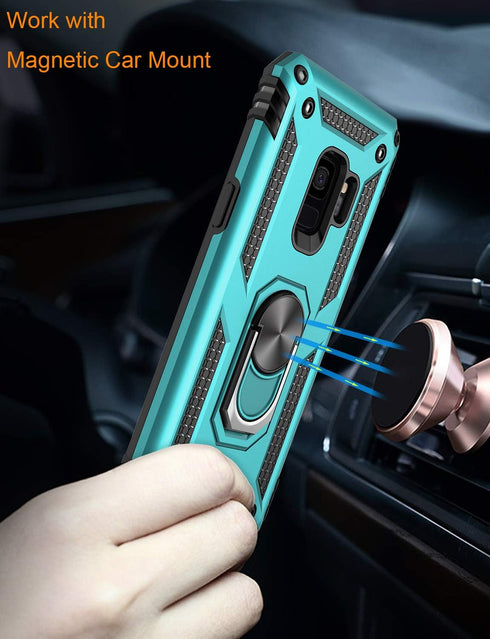LUMARKE for Galaxy S9 Case,Pass 16ft. Drop Tested with Magnetic Ring Kickstand Compatible with Car Mount Holder,Military Grade Protective Phone Co...