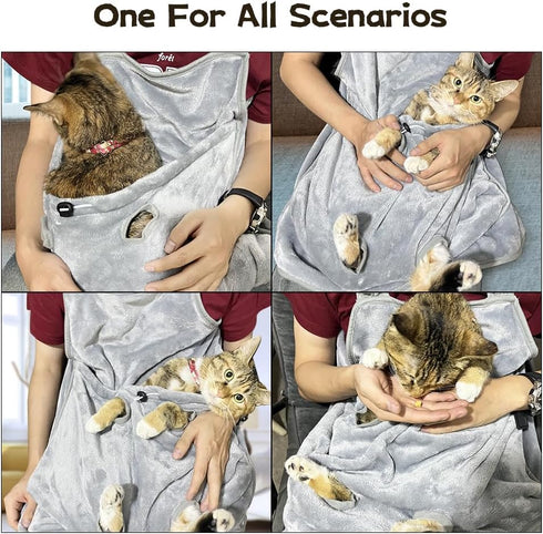 La La Pet® Adjustable Cat Apron Carrier with Holes Pet Carrier Sleeping Bag Pet Carrier Sling Cat Carrier Bag Cat Carrier Pouch for Small Sized An...