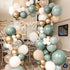 Sweet Baby Co. Sage Green Balloon Garland Arch Kit with Eucalyptus Olive, Peach, White, Gold Balloons and Greenery for Forest Safari Jungle Tropic...