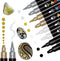 Black White Silver Gold Paint Marker, 8 Pack Dual Tip Acrylic Paint Pens with Medium Tip and Brush Tip, Ideal for Wood, Rock Painting, Canvas, Sto...