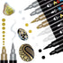 Black White Silver Gold Paint Marker, 8 Pack Dual Tip Acrylic Paint Pens with Medium Tip and Brush Tip, Ideal for Wood, Rock Painting, Canvas, Sto...