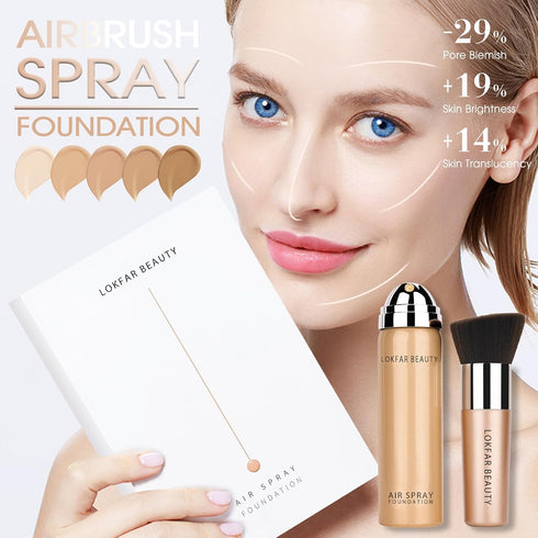 AirBrush Foundation Spray, Silky Mist Foundation Spray Makeup Set with Brush, Full Coverage Foundation for Smooth Radiant Finish, Formula Breathab...