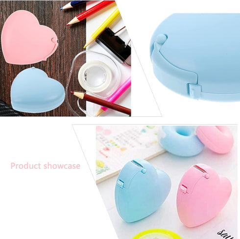 Candy Color Tape Dispenser, Cute Roll Heart-Shaped Tape Organizer Desk for Home Office or School Supply (2Pcs Heart)...