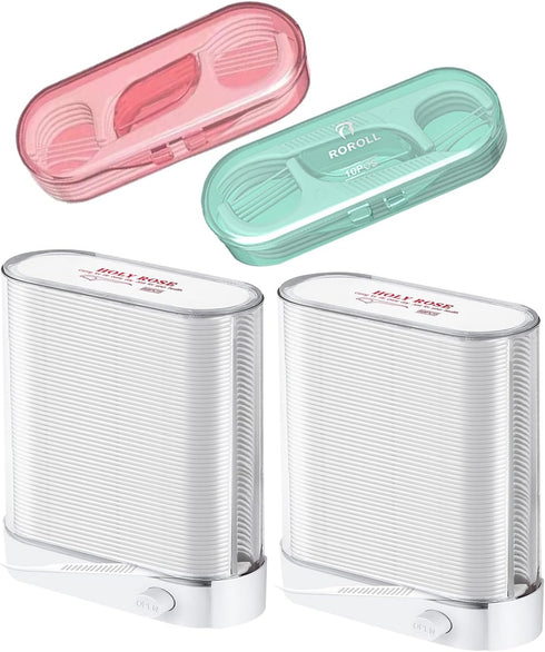 Holy Rose Dental Floss Dispenser 2 Box, Floss Picks Micro Portable Case 2 Boxs,with Adults Floss Sticks 196 Count,Flossers Toothpicks Sealed Stora...