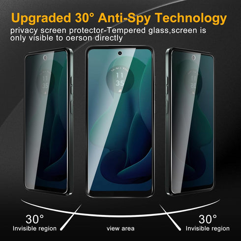 3 Pack Privacy Screen Protector for Motorola Moto G 5G / G play 5G 2024, Anti Spy Tempered Glass 9H Hardness, Black Protector Anti Spy, Bubble Fre...