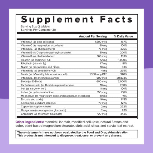 BariMelts Bariatric Multivitamin with Iron - 1 Month Supply (60 Fast-Dissolving Tablets) - Sugar-Free - Post-Op Bariatric Vitamins - Natural Blueb...
