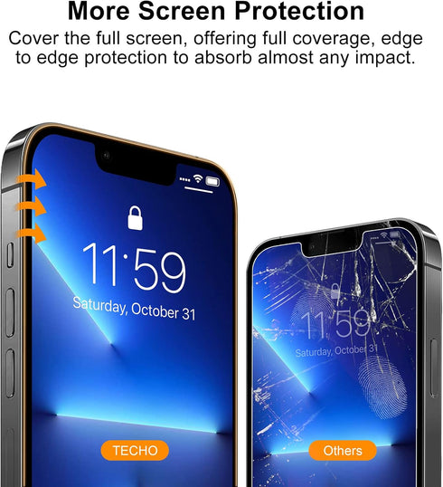 TECHO Privacy Screen Protector Compatible with iPhone 14 Plus/iPhone 13 Pro Max Tempered Glass Film (Edge to Edge Full Coverage) (Anti Spy) (Case ...