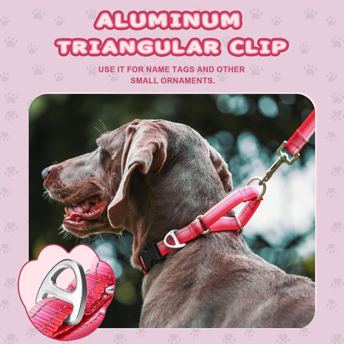 Martingale Dog Collar Pink Light-Reflective Polyester Collars for Dogs Whippets, Greyhounds, Saluki, American Bully, No-Pull No-Escape Safety Trai...