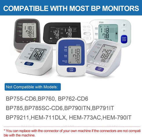 Full-Size Blood Pressure Replacement Cuffs - 5.9-9.5 & 9-21 Inches, Fit Small Medium Large XL XLarge Extra Large Big Arms, 6 Sizes of Connectors C...