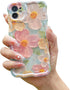Cute Case for iPhone 11, Colorful Retro Oil Painting Printed Flowers Case, Fashion TPU floral Laser Beam Glossy Pattern Curly Waves Frame Shockpro...