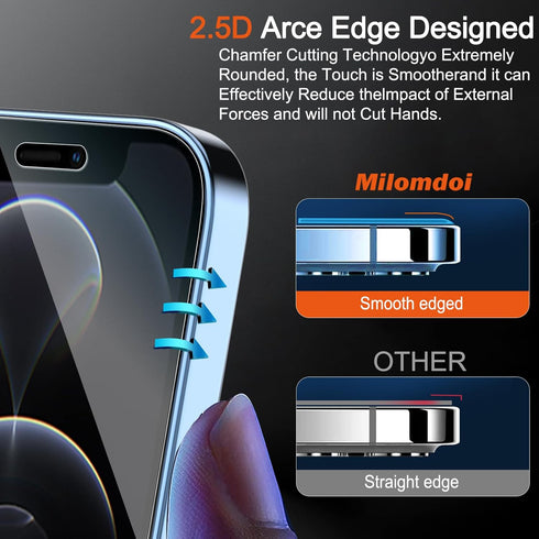 Milomdoi 3 Pack Screen Protector for Apple iPhone 12 Pro with 3 Pack Tempered Glass Camera Lens Protector, Ultra 9H Accessories, Case Friendly, Mo...