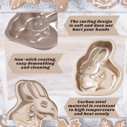 Crethinkaty Easter Bunny Mini Cake Pan Pie Mold, 5.5 Inch Cake Tin with Non Stick Coating Baking Molds Bakeware Tray for Christmas Cake Chocolate ...