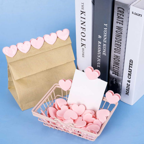 30pcs Heart Shaped Binder Clips, Mini Pink Paper Bookmarks Decorative Cute Heart Clips Small Clamps Folders Clips for Book Lovers Teachers Student...