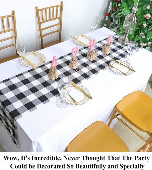 Partisout Buffalo Check Table Runner Checked Table Runner with Tassel Bluffalo Plaid Table Runners Washable Cotton Linen Table Cover Gingham Table...