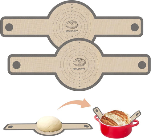 Silicone Bread Sling for Dutch Oven, 2 PCS Non-Stick & Easy Clean Reusable Silicone Bread Baking Mat with Long Handles, Easy to Transfer Sourdough...