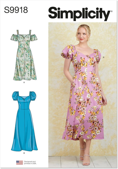 Simplicity Misses' Sweetheart Neckline Dress Sewing Pattern Packet, Design Code S9918, Sizes 12-14-16-18-20, Multicolor...