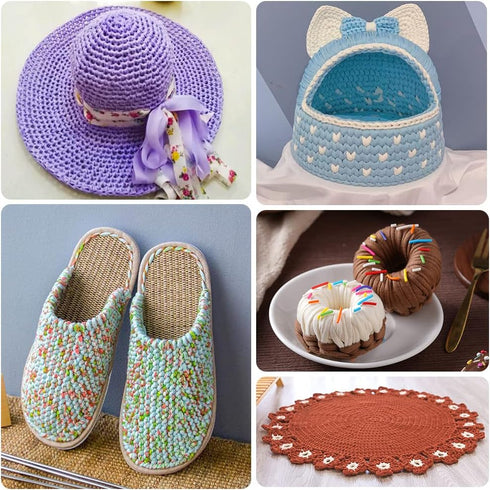 2 PCS T-Shirt Yarn Elastic Fabric Crochet Cloth Yarn for DIY Knitting, Spaghetti Yarn Thick Knitting Yarn for Hand DIY Bag Blanket Cushion Crochet...