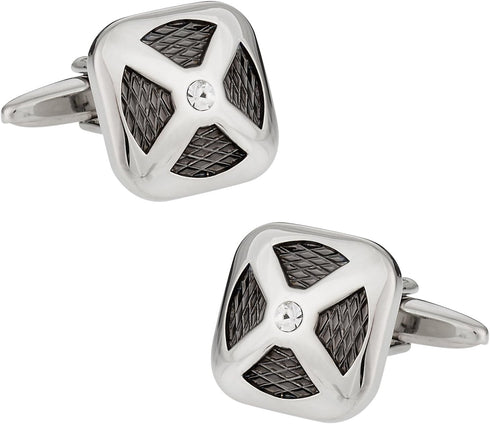 Gunmetal and Silver Cufflinks with Presentation Box...