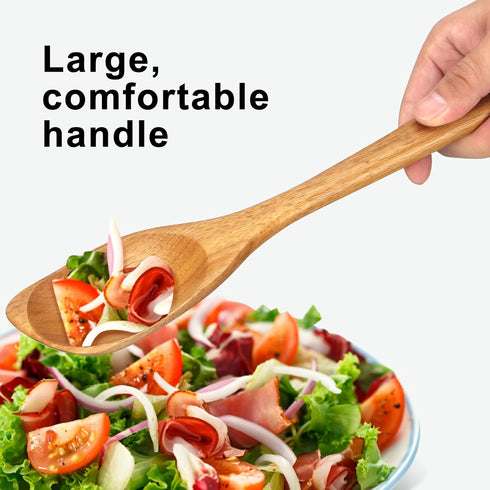 Large Wooden Spoons for Cooking Spatula Mixing Serving Spoon Acacia Best Wood Corner Spoon Non-Stick Spoons Kitchen Utensils Long Handle Spoon Big...