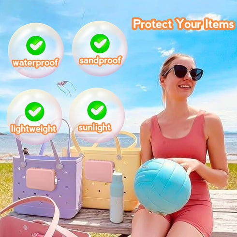 AIERSA Phone Holder for Bogg Bag Accessories, Silicone Insert Wallet for Bogg Bag Original All Models Rubber Beach Tote Bags Pink......