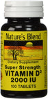 Nature's Blend Vitamin D3 2000 IU Tablets, Assorted, 100 Count...