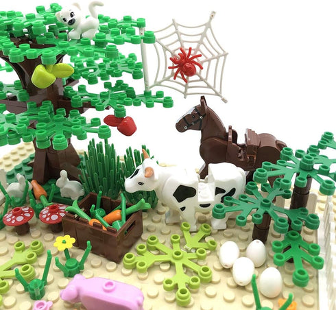 Farm Animals Building Blocks Toys Garden Park Trees and Flowers Classic Botanical Accessories Bricks for Boys Girls Kids Age 6+ Gifts?Include 1 Pc...