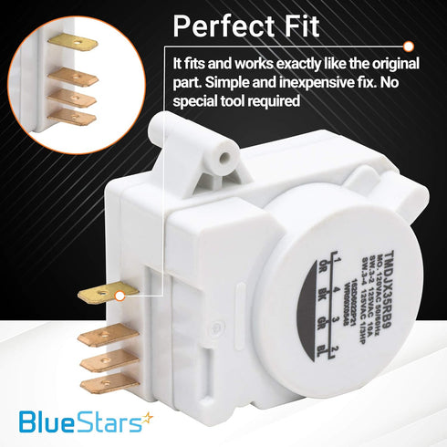 Ultra Durable WR9X483 Refrigerator Defrost Timer Direct Replacement for OEM Part by Blue Stars – Exact Fit for GE & Kenmore Refrigerators – Replaces TMDJX35RB9 WR09X10130 WR9M418 WR9X10075 PS310852