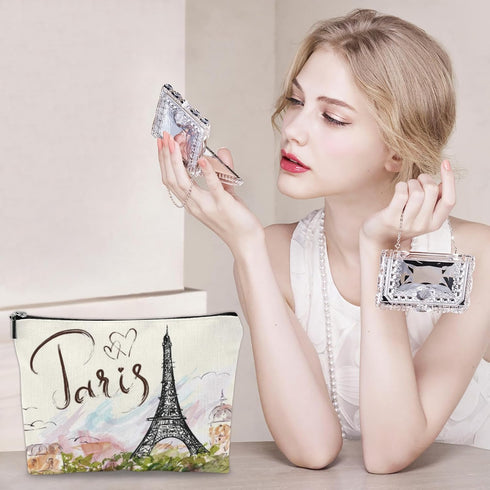 Fantastic Eiffel Tower Paris Romantic France Makeup Bag Large Capacity Portable Toiletries, Cosmetic Bag Pouch for Women, Travel Make Up Bag Organ...