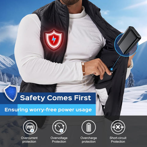 5v/2a Heated Vest Battery Pack 10000mah Power Bank for Heating Vests Jackets Coats Hoodies USB Battery for Electric Vest Jacket for Men for Women ...