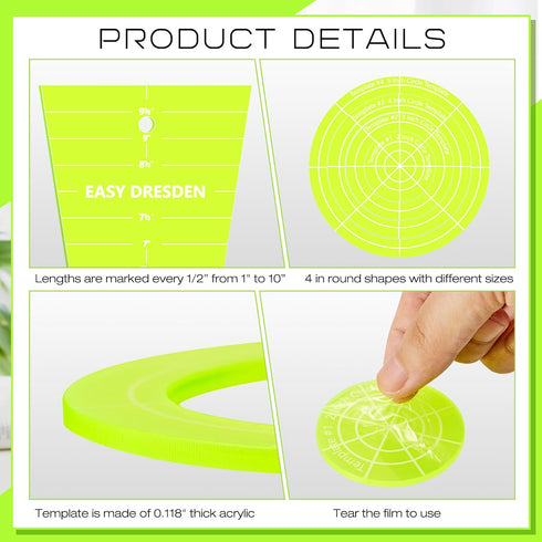 5 Pcs Acrylic Quilting Template Ruler Dresden Plate Template for Quilting 10 Inch Quilt Rulers for Quilting Quilt Ruler Set for Blanket Making Clo...