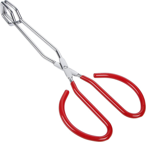 MSY BIGSUNNY Stainless Steel Scissor Tongs Heavy Duty Cooking Tongs with Soft Handles (1, red 10")...