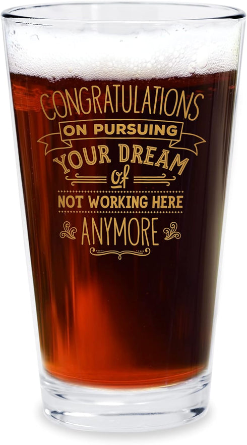 Bad Bananas Farewell Gifts for Coworkers - Congratulations on Pursuing Your Dream - 16 oz Beer Pint Glass - Going Away Gifts for Friends - Retirem...