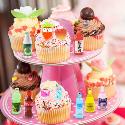 50Pcs Miniature Food Drinks Bottle Soda Pop Cans, Pretend Play Mini Kitchen Game Party Accessories Toys Hamburg Cake Ice Cream for 1/12 Doll House...
