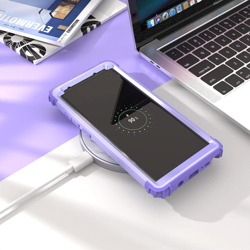 IDweel for Galaxy Note 8 Case, Note 8 Case Purple for Women Girls, 3 in 1 Shockproof Slim Hybrid Heavy Duty Protection Hard PC Cover Soft Silicone...