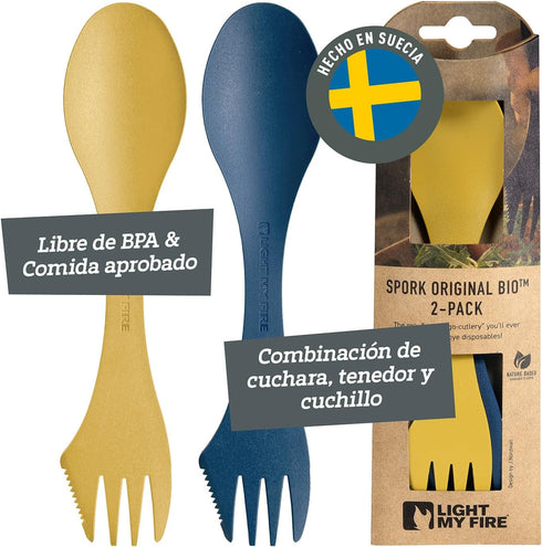 Light My Fire Spork Original 3-in-1 Camping Spoon Fork Knife Combo Reusable Travel & Camping Utensils Lunch Spork Outdoor Backpacking Hiking Picni...