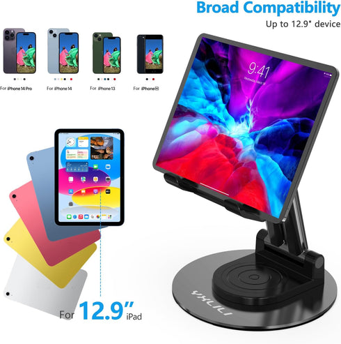 YXLILI Foldable Phone Stand Adjustable Angle Height Cell Phone Holder for Desk 360° Rotating Cellphone Stand for Office Compatible with iPhone14/1...