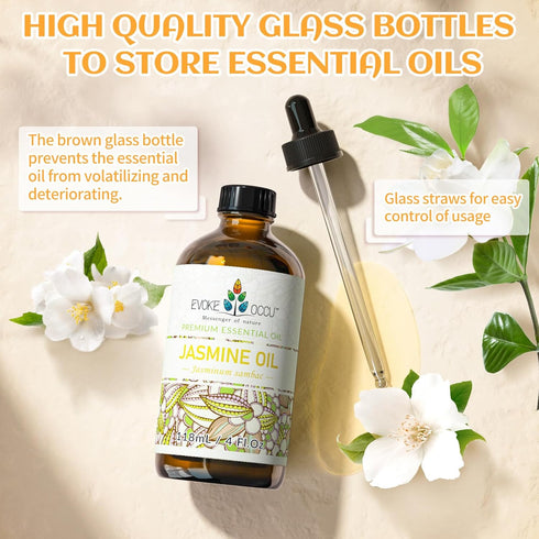 EVOKE OCCU Jasmine Oil 4 Fl Oz, Pure Jasmine Essential Oil for Diffuser, Skin, Hair - 118ml...